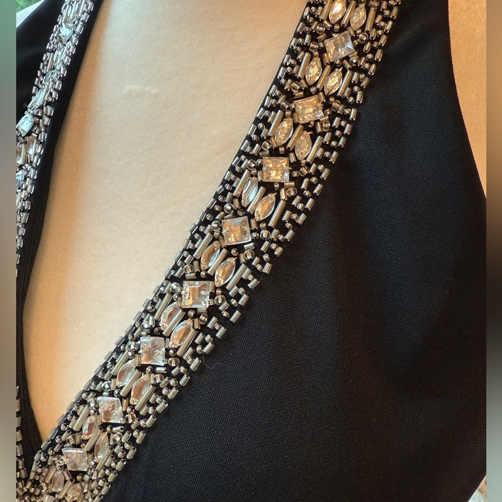 Delaru Size 5/6 Elegant Black Halter Dress with Beading Wedding Prom Occasions. - Picture 7 of 12